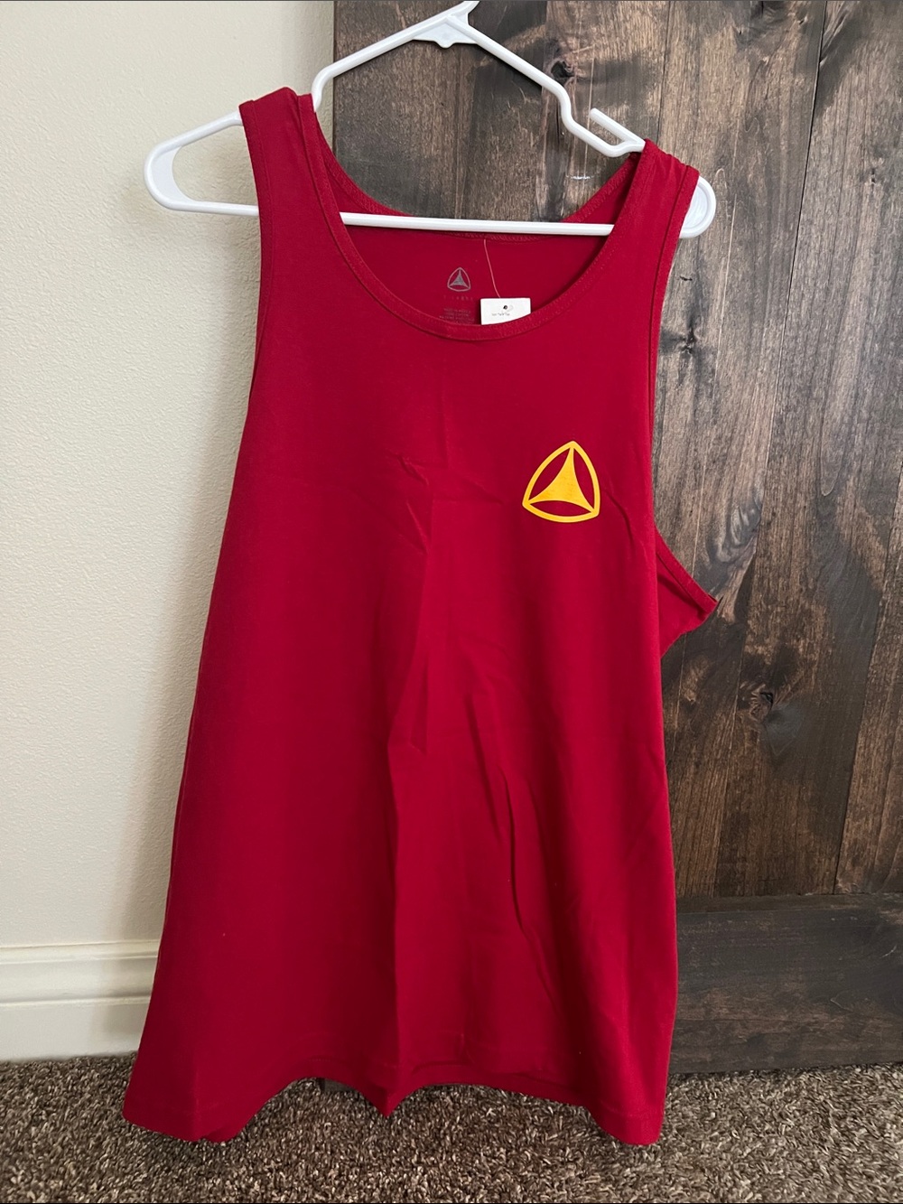 Active Ride Shop Red Tank Top with Yellow Chest Logo